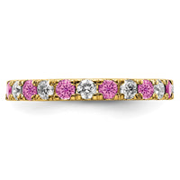 14k 3/4ct Lab Grown Dia VS/SI+ G+ & Cr Pink Sapphire Size 7 Eternity Band