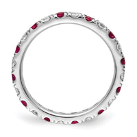 14kw 3/4ct Lab Grown Diamond VS/SI+ G+ & Cr Ruby Size 5.5 Eternity Band
