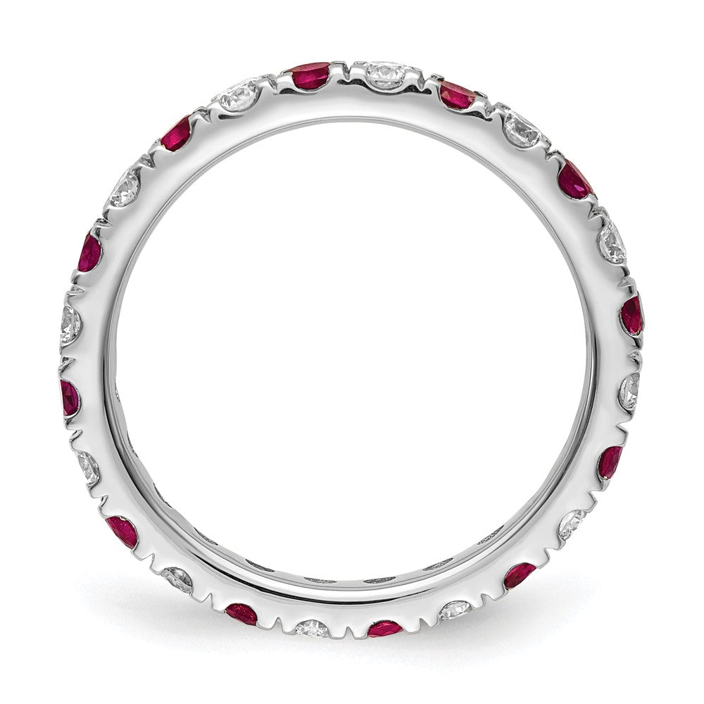 14kw 3/4ct Lab Grown Diamond VS/SI+ G+ & Cr Ruby Size 7 Eternity Band