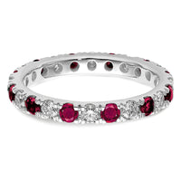 14kw 3/4ct Lab Grown Diamond VS/SI+ G+ & Cr Ruby Size 4 Eternity Band