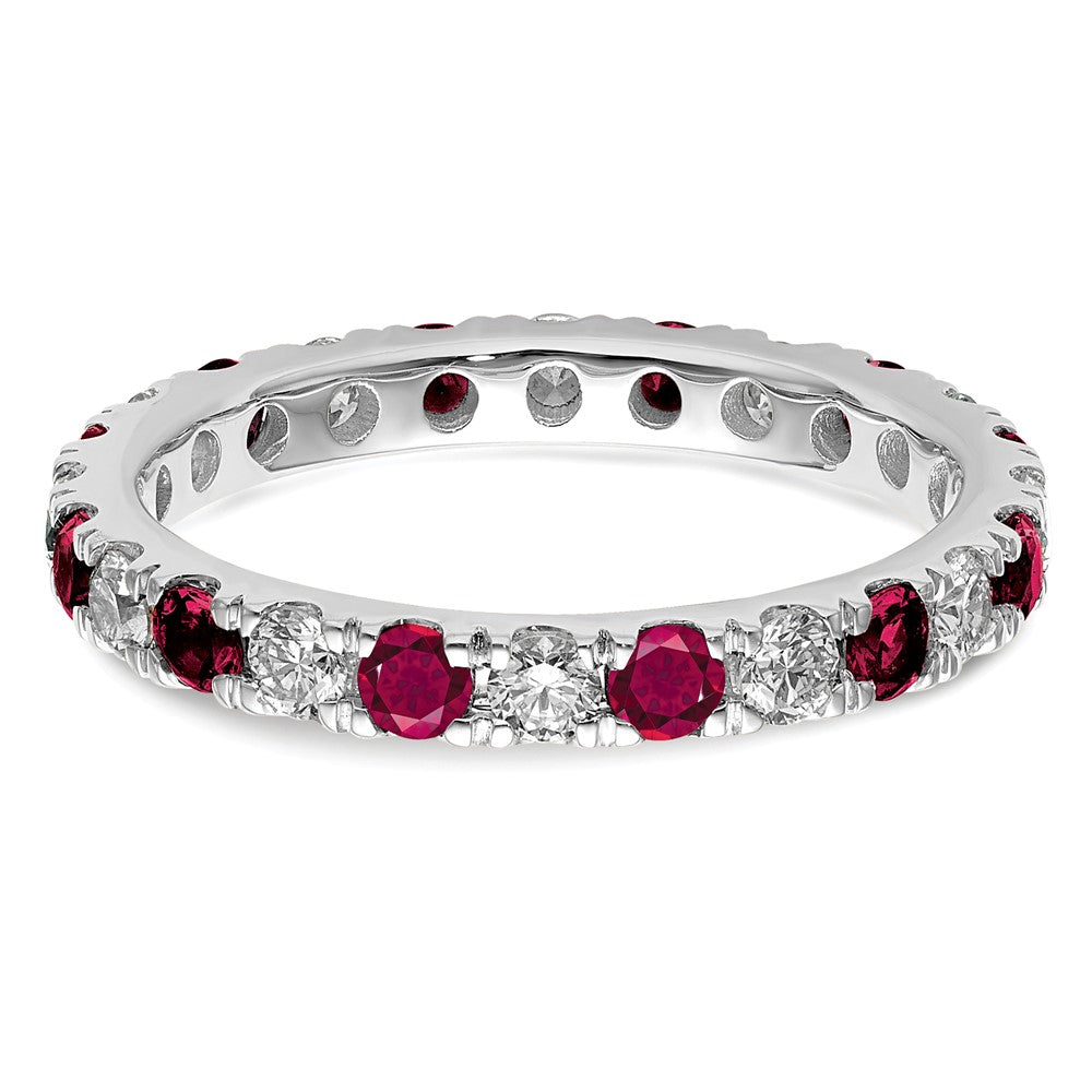 14kw 3/4ct Lab Grown Diamond VS/SI+ G+ & Cr Ruby Size 5.5 Eternity Band