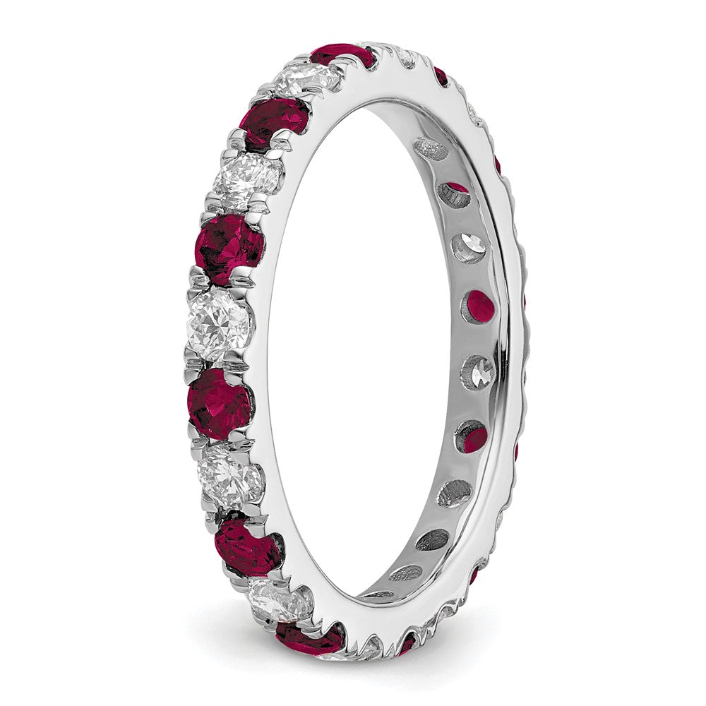 14kw 3/4ct Lab Grown Diamond VS/SI+ G+ & Cr Ruby Size 4 Eternity Band