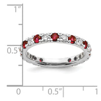 14kw 7/8ct Lab Grown Diamond VS/SI+ G+ & Cr Ruby Size 9 Eternity Band