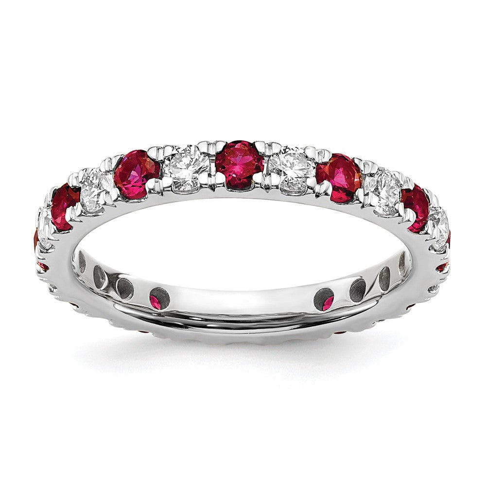 14kw 7/8ct Lab Grown Diamond VS/SI+ G+ & Cr Ruby Size 9 Eternity Band