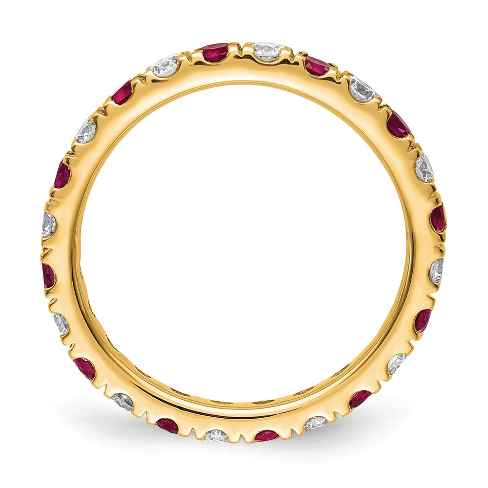 14k 7/8ct Lab Grown Diamond VS/SI+ G+ & Cr Ruby Size 8.5 Eternity Band