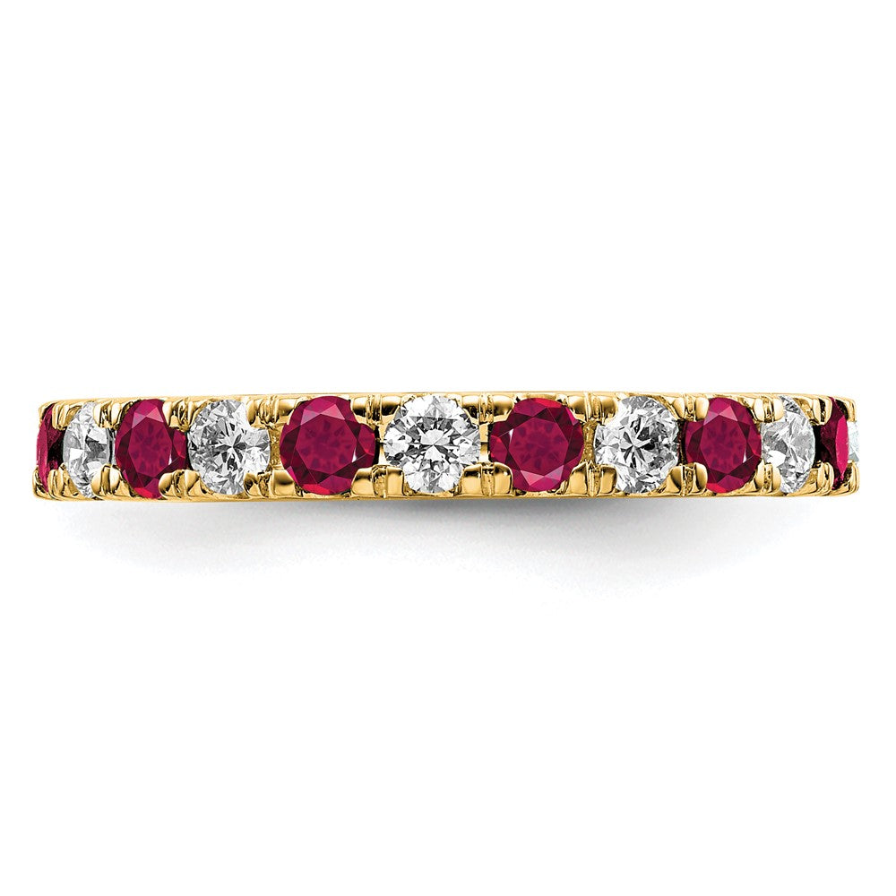 14k 3/4ct Lab Grown Diamond VS/SI+ G+ & Cr Ruby Size 4.5 Eternity Band