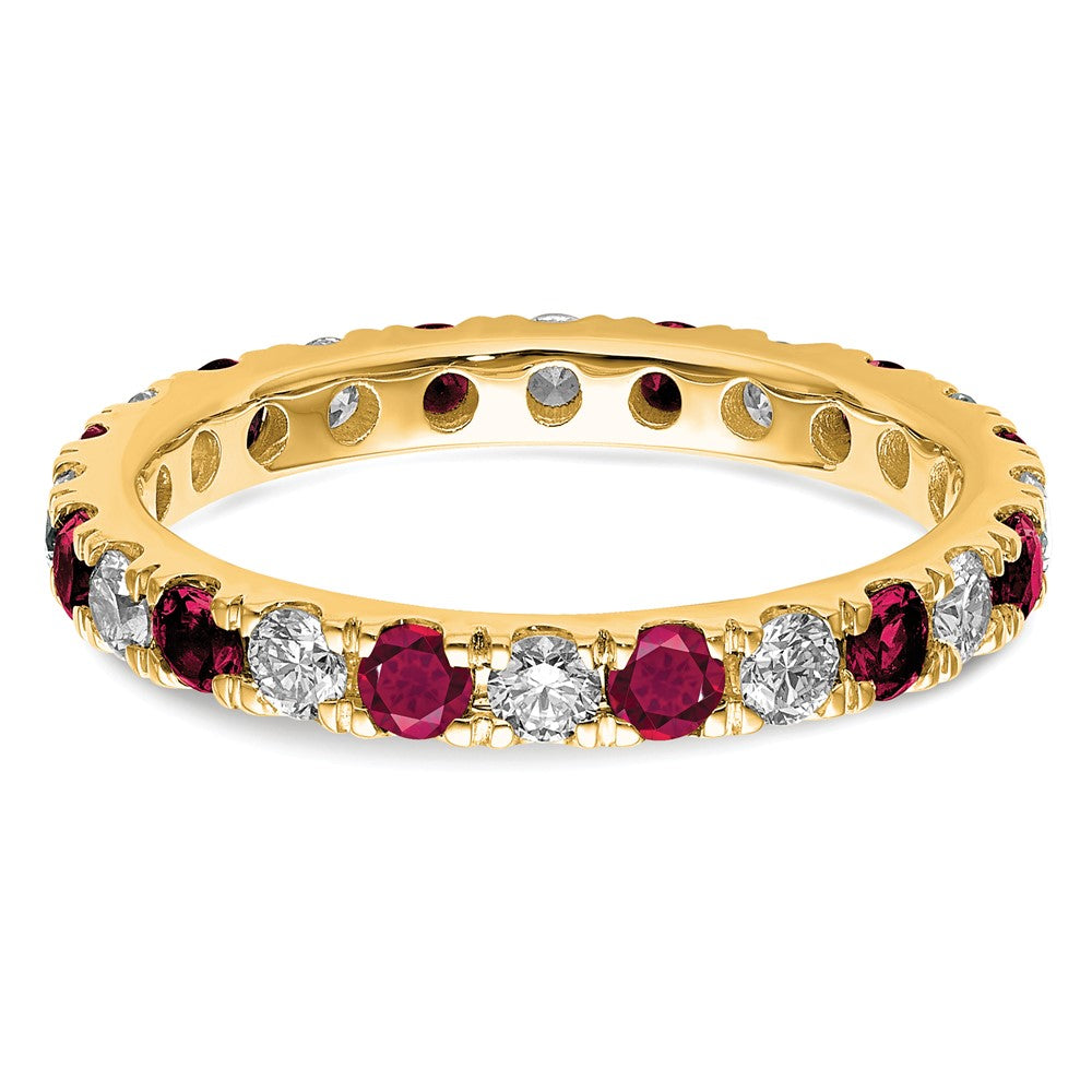 14k 3/8ct Lab Grown Diamond VS/SI+ G+ & Cr Ruby Size 5 Eternity Band