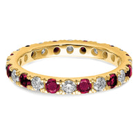 14k 3/8ct Lab Grown Diamond VS/SI+ G+ & Cr Ruby Size 5 Eternity Band