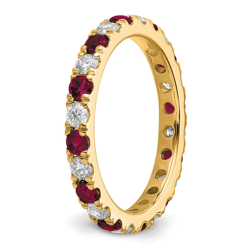 14k 3/8ct Lab Grown Diamond VS/SI+ G+ & Cr Ruby Size 5 Eternity Band
