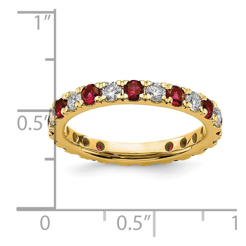 14k 3/8ct Lab Grown Diamond VS/SI+ G+ & Cr Ruby Size 5 Eternity Band