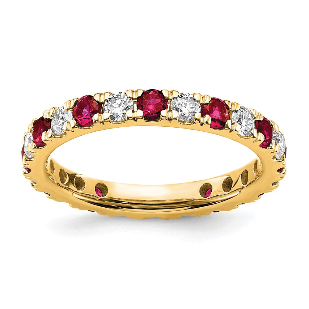 14k 7/8ct Lab Grown Diamond VS/SI+ G+ & Cr Ruby Size 8.5 Eternity Band