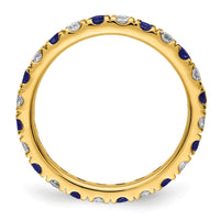14k 3/8ct Lab Grown Diamond VS/SI+ G+ & Cr Sapphire Size 5 Eternity Band