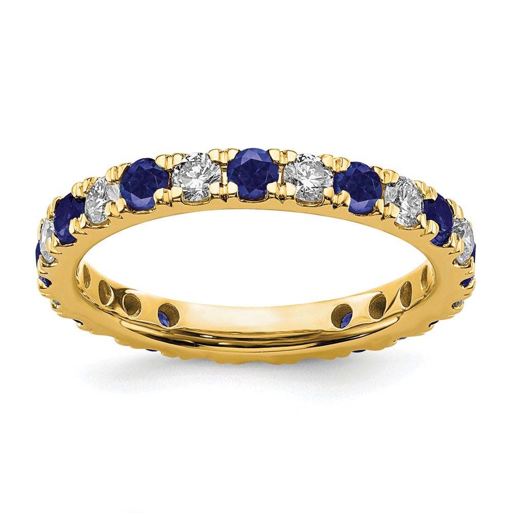 14k 3/8ct Lab Grown Diamond VS/SI+ G+ & Cr Sapphire Size 5 Eternity Band