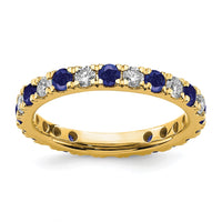 14k 7/8ct Lab Grown Diamond VS/SI+ G+ & Cr Sapphire Size 8.5 Eternity Band