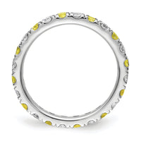 14kw 3/4ct Lab Grown Dia VS/SI+ G+ & Cr Yellow Sapphire Comp Eternity Band