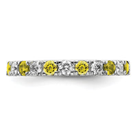 14kw 3/4ct Lab Grown Dia VS/SI+ G+ & Cr Yellow Sapphire Comp Eternity Band