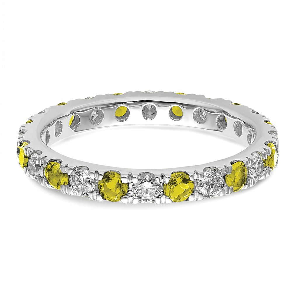 14kw 7/8ct Lab Grown Dia VS/SI+ G+ & Cr Yellow Sapphire Comp Eternity Band
