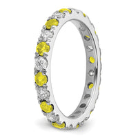 14kw 3/8ct Lab Grown Dia VS/SI+ G+ & Cr Yellow Sapphire Comp Eternity Band