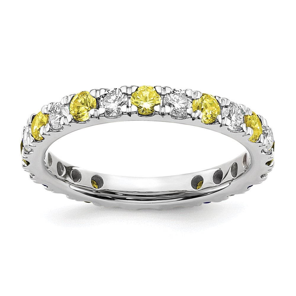 14kw 3/4ct Lab Grown Dia VS/SI+ G+ & Cr Yellow Sapphire Comp Eternity Band