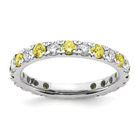 14kw 3/4ct Lab Grown Dia VS/SI+ G+ & Cr Yellow Sapphire Comp Eternity Band