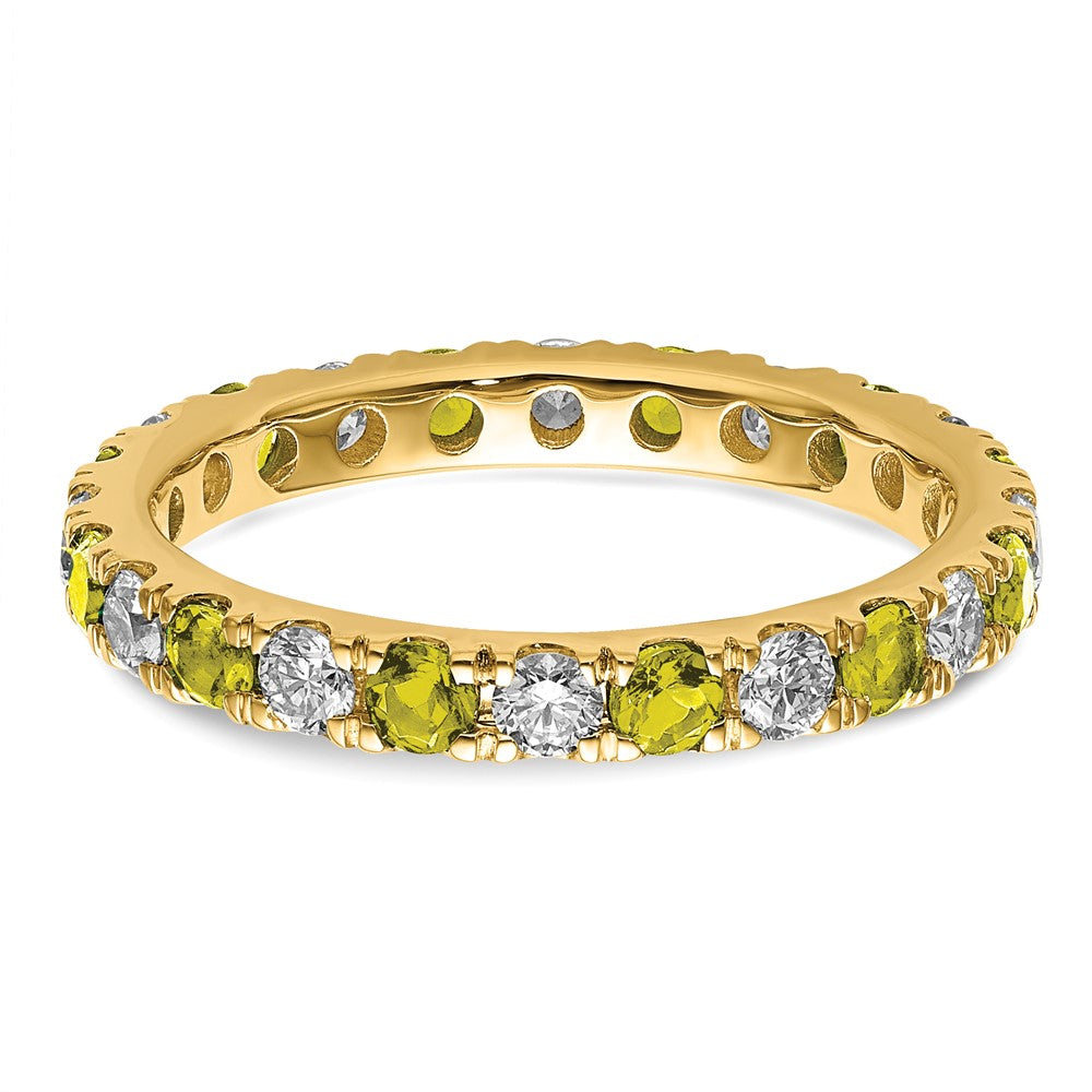 14k 7/8ct Lab Grown Dia VS/SI+ G+ & Cr Yellow Sapphire Size 8 Eternity Band