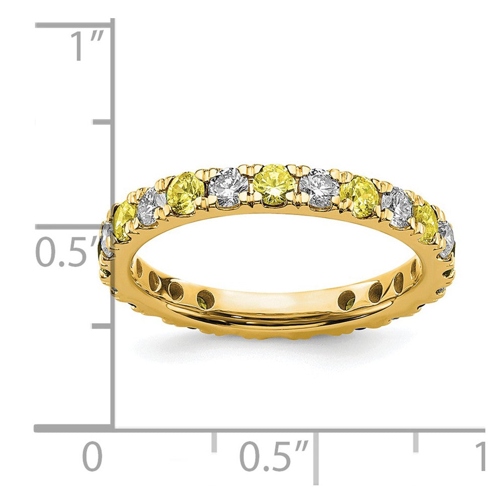 14k 7/8ct Lab Grown Dia VS/SI+ G+ & Cr Yellow Sapphire Size 8 Eternity Band