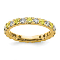 14k 3/4ct Lab Grown Dia VS/SI+ G+ & Cr Yellow Sapphire Comp Eternity Band
