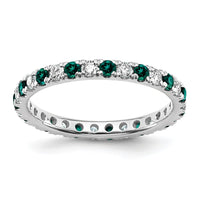 14kw 1/2ct Lab Grown Dia VS/SI+ G+ & Cr Alexandrite Size 7.5 Eternity Band