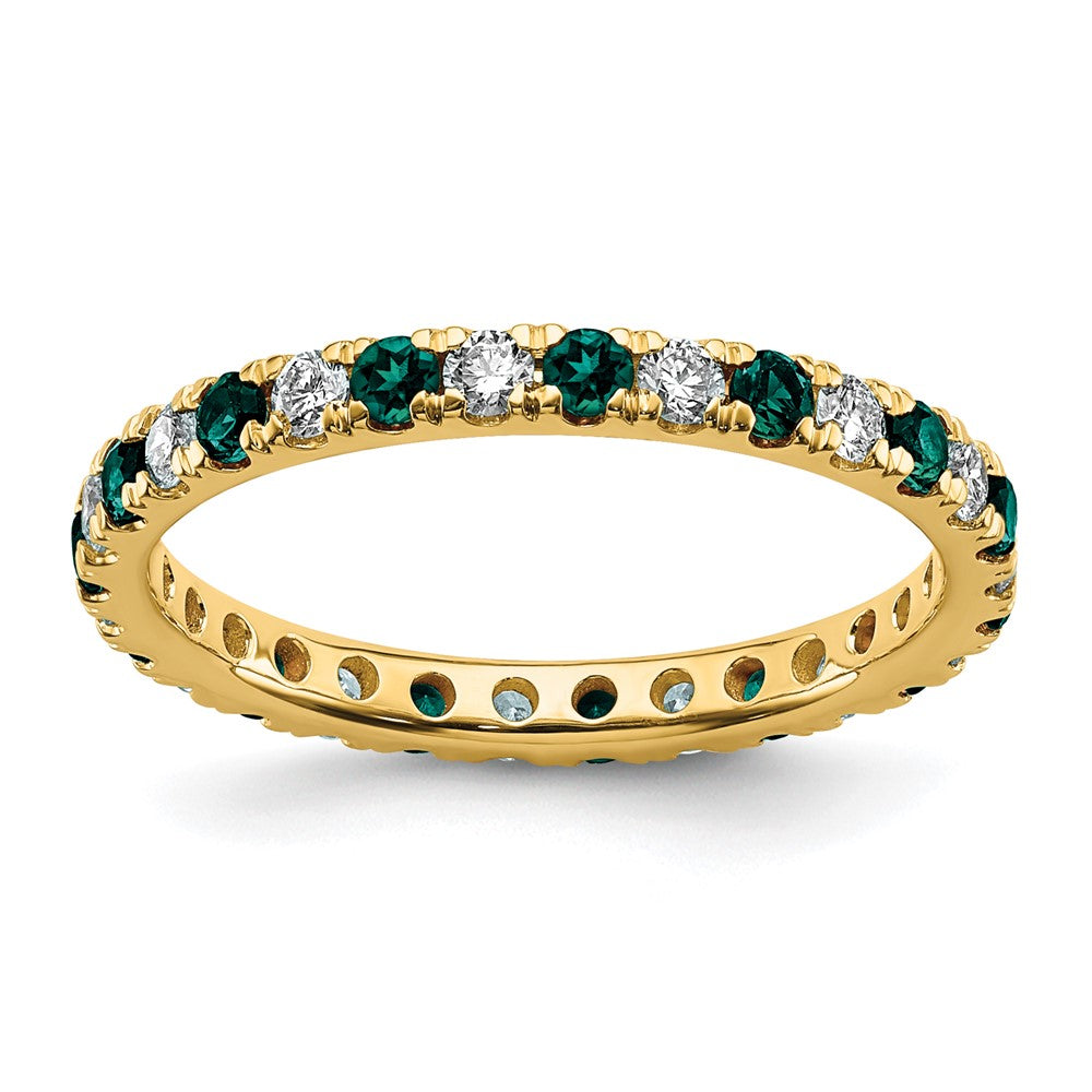 14k 1/2ct Lab Grown Diamond VS/SI+ G+ & Cr Alexandrite Size 8 Eternity Band