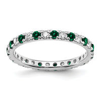 14kw 1/2ct Lab Grown Diamond VS/SI+ G+ & Cr Emerald Size 6.5 Eternity Band