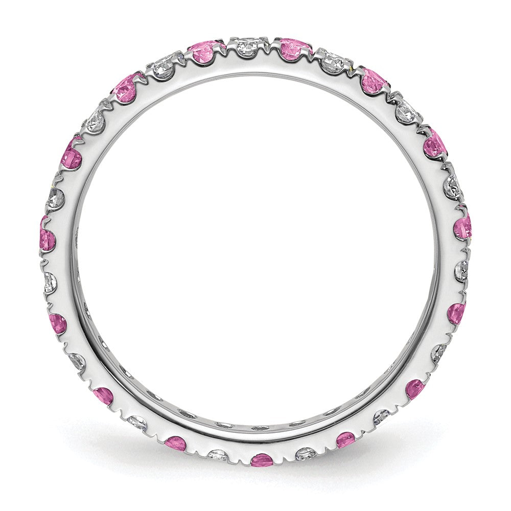 14kw 1/2ct Lab Grown Dia VS/SI+ G+ & Cr Pink Sapphire Comp Eternity Band