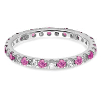 14kw 1/2ct Lab Grown Dia VS/SI+ G+ & Cr Pink Sapphire Size 9 Eternity Band
