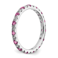 14kw 1/2ct Lab Grown Dia VS/SI+ G+ & Cr Pink Sapphire Size 7 Eternity Band