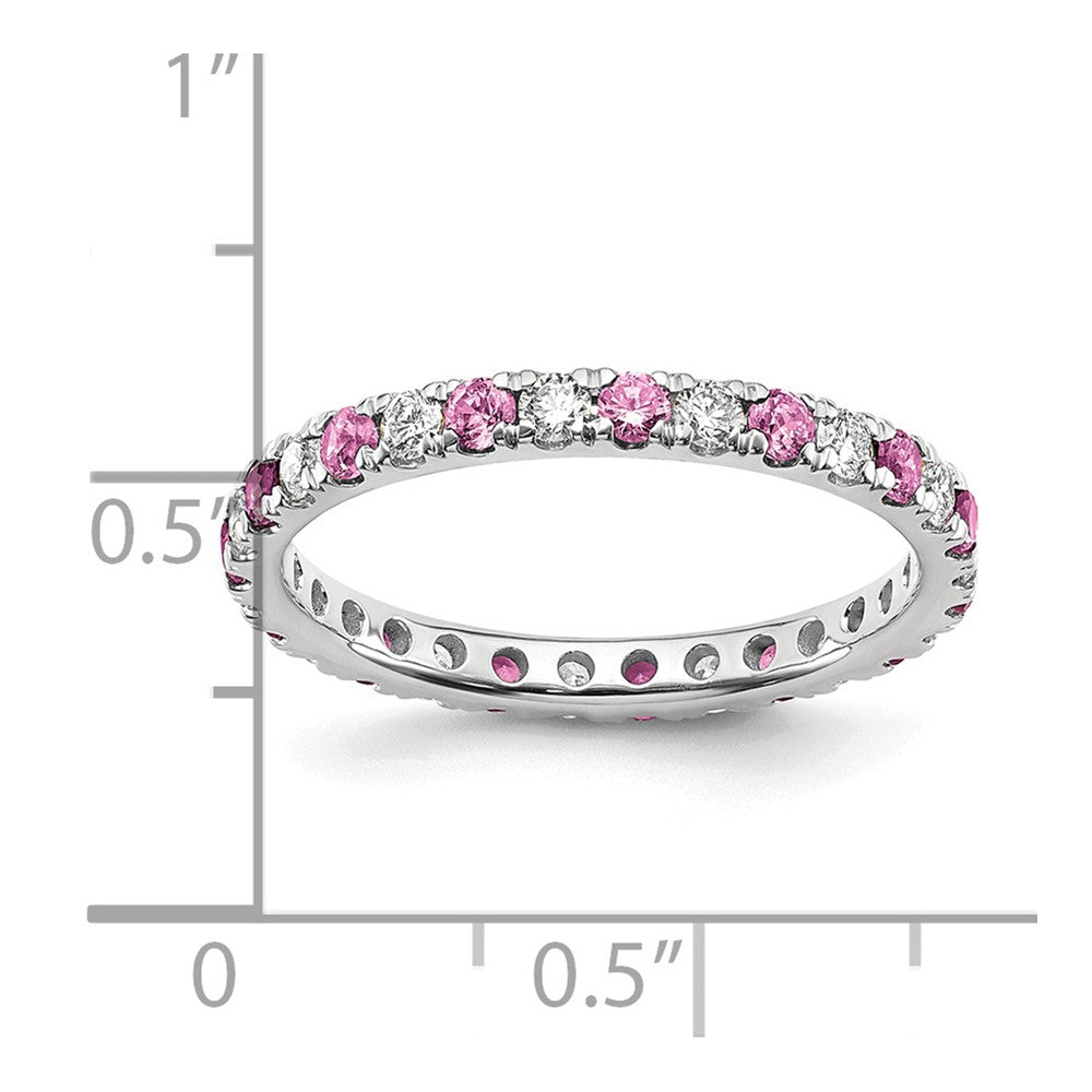 14kw 1/2ct Lab Grown Dia VS/SI+ G+ & Cr Pink Sapphire Size 9 Eternity Band