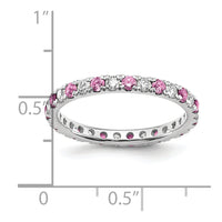 14kw 1/2ct Lab Grown Dia VS/SI+ G+ & Cr Pink Sapphire Size 8 Eternity Band