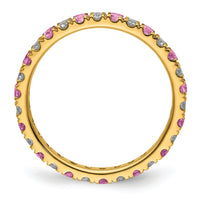14k 1/2ct Lab Grown Dia VS/SI+ G+ & Cr Pink Sapphire Size 7 Eternity Band