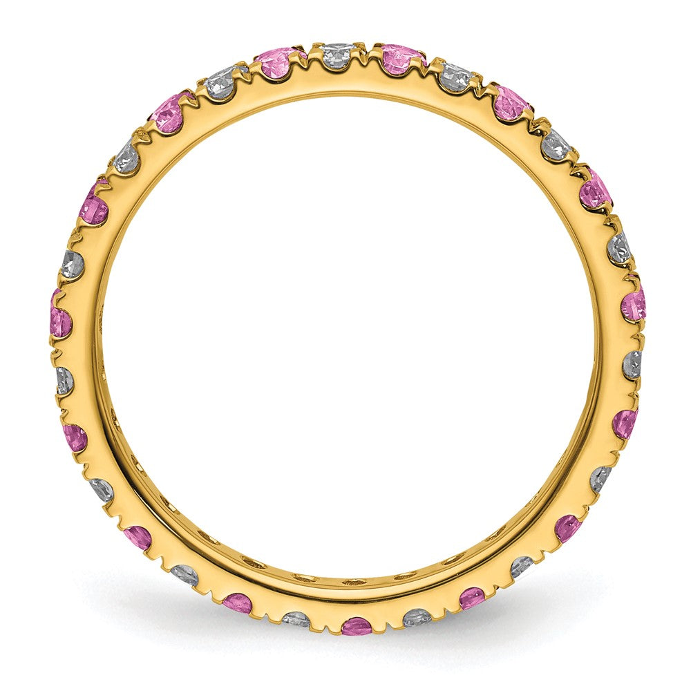 14k 1/2ct Lab Grown Dia VS/SI+ G+ & Cr Pink Sapphire Size 7.5 Eternity Band