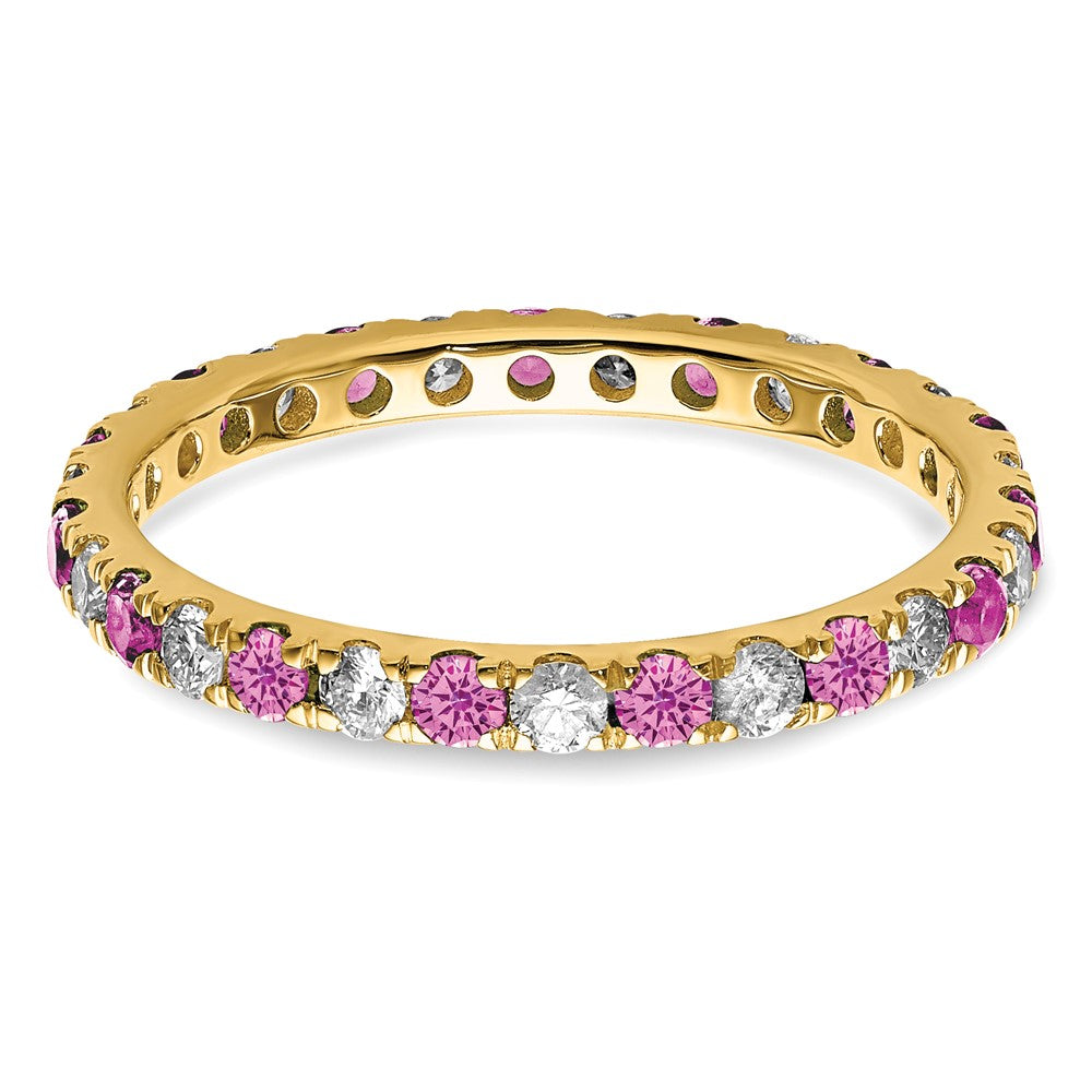 14k 1/2ct Lab Grown Dia VS/SI+ G+ & Cr Pink Sapphire Size 7 Eternity Band