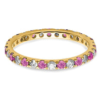 14k 3/8ct Lab Grown Dia VS/SI+ G+ & Cr Pink Sapphire Size 4 Eternity Band