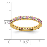 14k 1/2ct Lab Grown Dia VS/SI+ G+ & Cr Pink Sapphire Size 7 Eternity Band