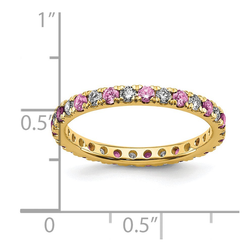 14k 3/8ct Lab Grown Dia VS/SI+ G+ & Cr Pink Sapphire Size 4 Eternity Band