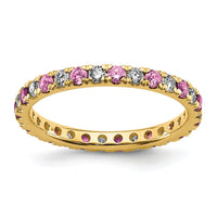 14k 1/2ct Lab Grown Dia VS/SI+ G+ & Cr Pink Sapphire Size 7 Eternity Band