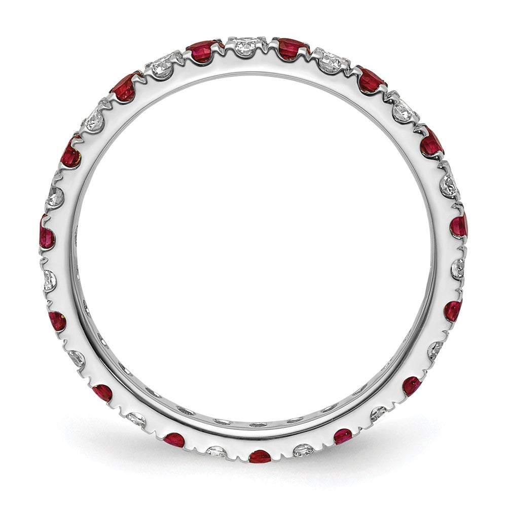 14kw 3/8ct Lab Grown Diamond VS/SI+ G+ & Cr Ruby Size 4 Eternity Band
