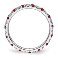 14kw 1/2ct Lab Grown Diamond VS/SI+ G+ & Cr Ruby Size 8 Eternity Band