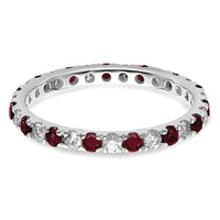 14kw 1/2ct Lab Grown Diamond VS/SI+ G+ & Cr Ruby Size 6.5 Eternity Band