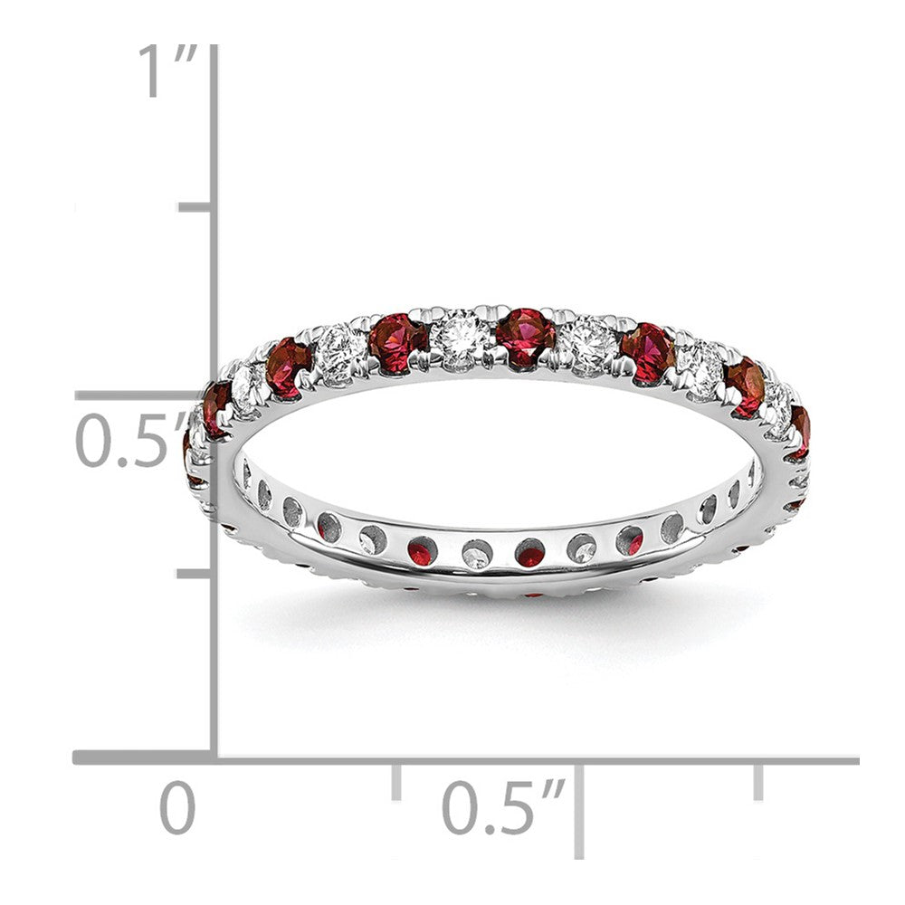 14kw 1/2ct Lab Grown Diamond VS/SI+ G+ & Cr Ruby Size 5.5 Eternity Band