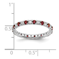 14kw 1/2ct Lab Grown Diamond VS/SI+ G+ & Cr Ruby Size 6 Eternity Band