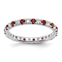 14kw 1/2ct Lab Grown Diamond VS/SI+ G+ & Cr Ruby Size 8.5 Eternity Band