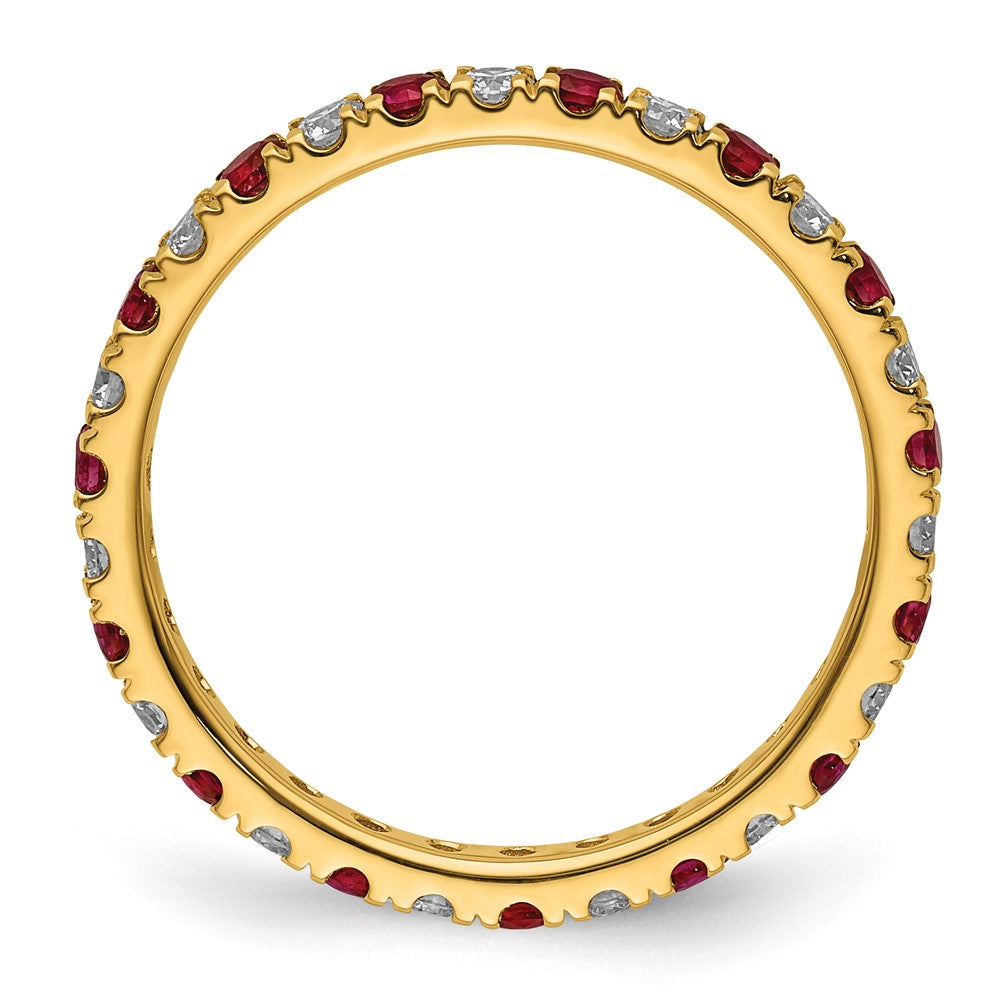 14k 1/2ct Lab Grown Diamond VS/SI+ G+ & Cr Ruby Size 6 Eternity Band