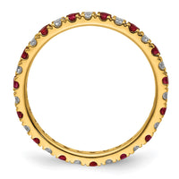 14k 1/2ct Lab Grown Diamond VS/SI+ G+ & Cr Ruby Size 8.5 Eternity Band